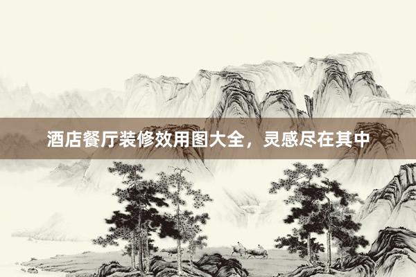 酒店餐厅装修效用图大全，灵感尽在其中